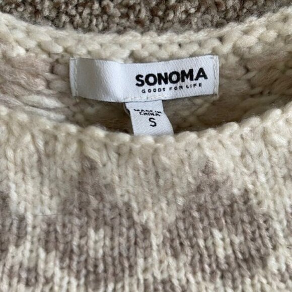 SONOMA Nordic Fair Isle Oversized Pullover Sweater Ivory Small - Picture 10 of 14